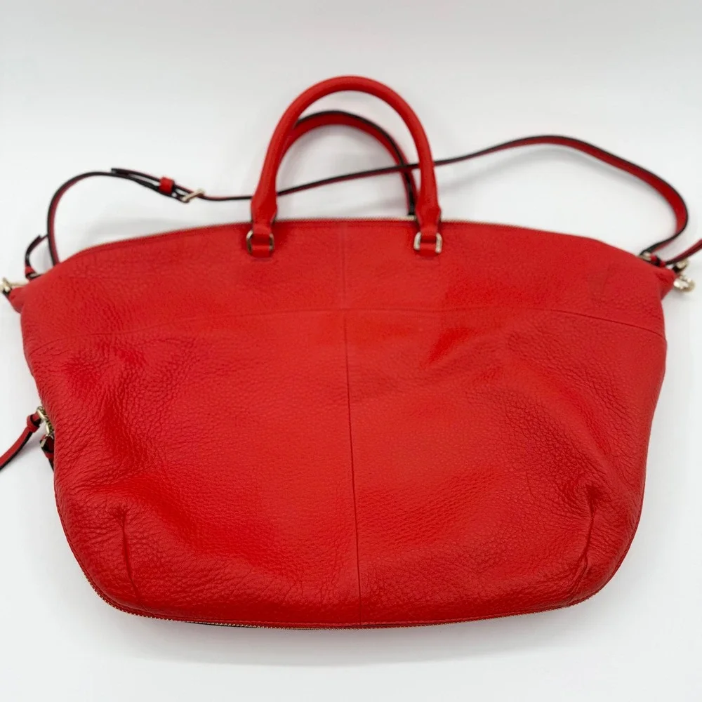 Tory Burch Ivy Slouchy Satchel Samba Red Pebbled Leather Handbag 32163‎ NEW